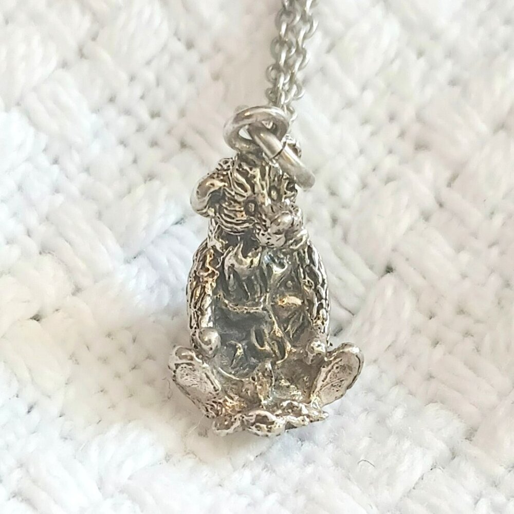 TBC 925 Dog Charm Pendant Necklace 18" Sterling Silver Nugget 3D Puppy Jewelry